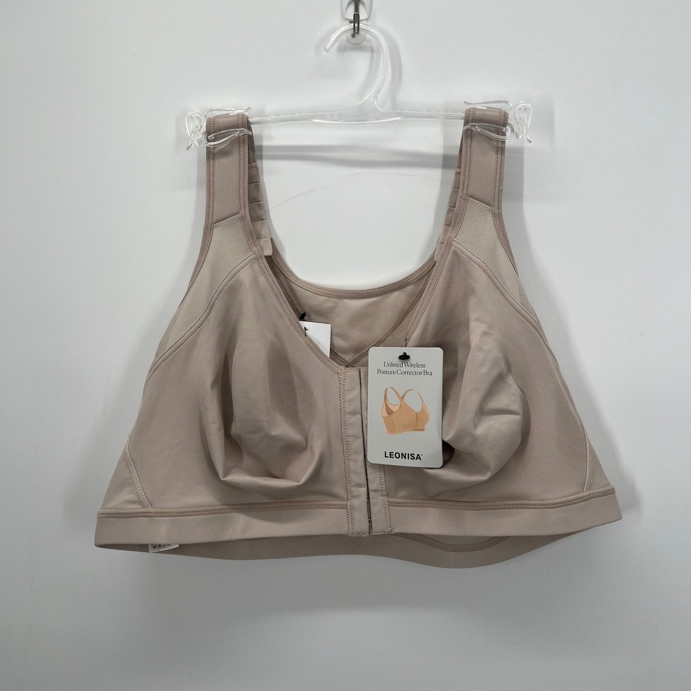Leonisa Unlined Wireless Posture Corrector Bra Nude 011473 Size 42C
